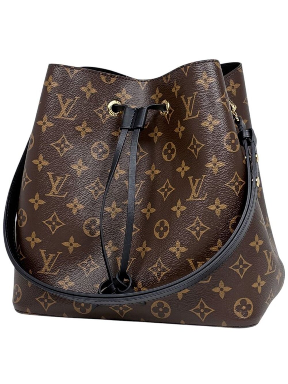 Louis Vuitton Neo Noe Shoulder Bag Drawstring Monogram Brown Noir